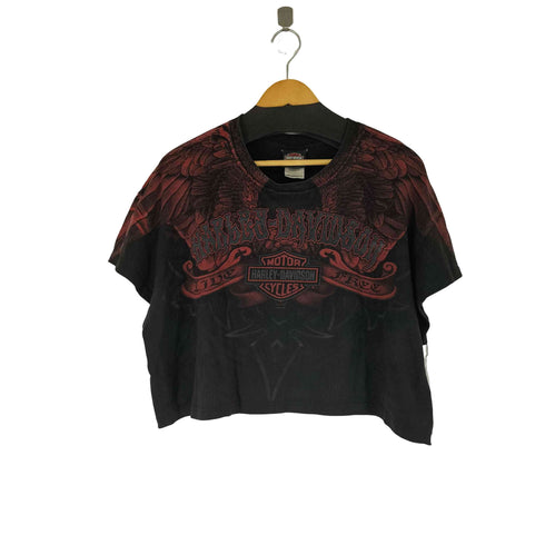 ハーレーダビッドソン HARLEY-DAVIDSON 総プリント S/S クロップドTシャツ レディース 2XL