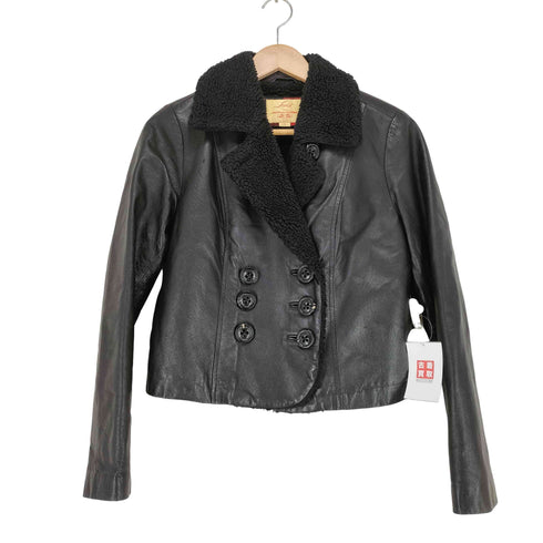 リーバイス Levis ピックレザー 襟ボア ダブルジャケット レディース import:M