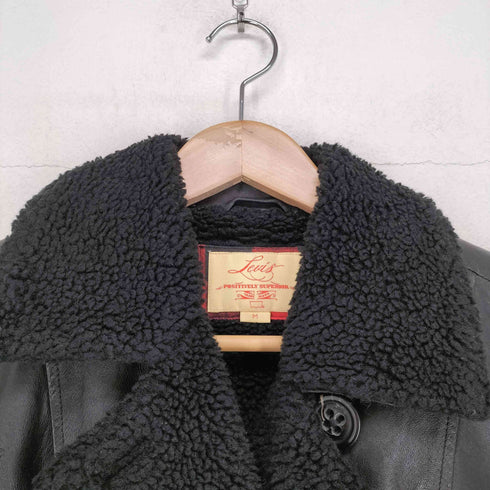 リーバイス Levis ピックレザー 襟ボア ダブルジャケット レディース import:M