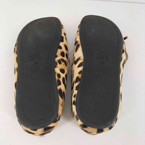 ザラ ZARA ハラコ レオパード ローファー レディース EUR:38