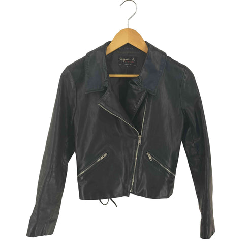 アニエスベー agnes b. SPECIAL cow leather ダブルライダース ジャケット レディース JPN:1