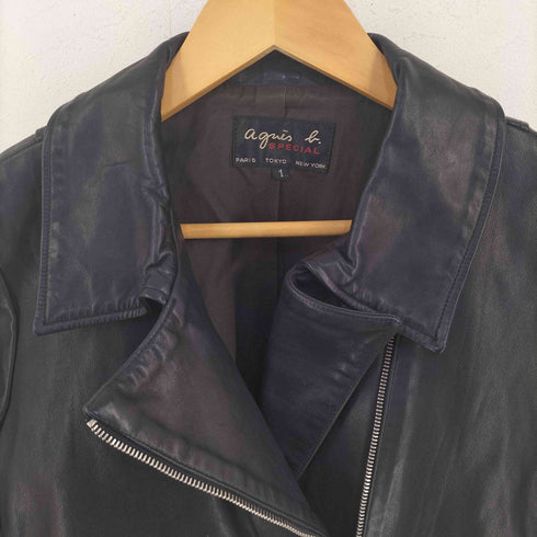 アニエスベー agnes b. SPECIAL cow leather ダブルライダース ジャケット レディース JPN:1