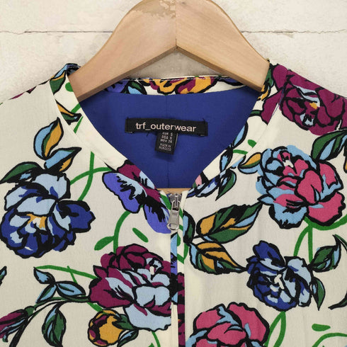 ザラ ZARA trf outerwear フラワー柄ブルゾンジャケット レディース S