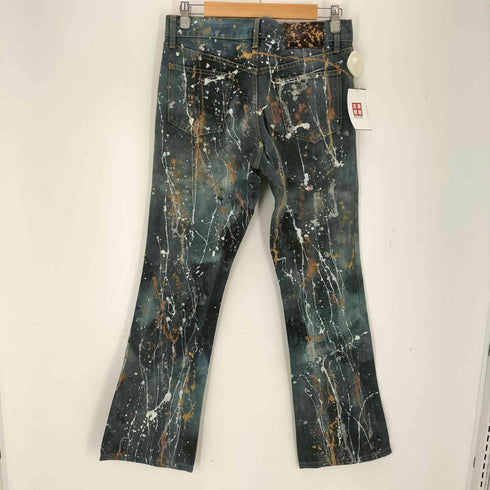 ペイント加工 フレアデニムパンツ Y2K グランジ メンズ 48