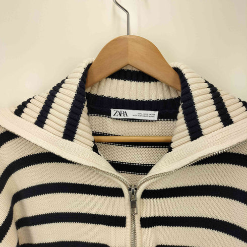 ザラ ZARA ボーダー柄 ハーフジップニット レディース JPN:L