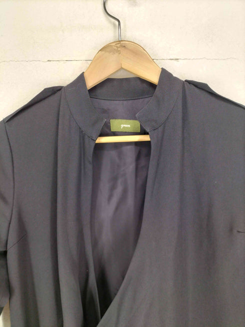 グリーン green エポレット付きノーカラーコート メンズ