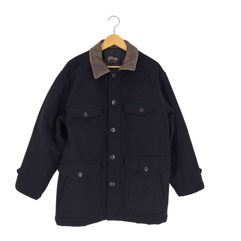 Sift up 襟カウレザー ウールナイロン クルーザージャケット メンズ import:M