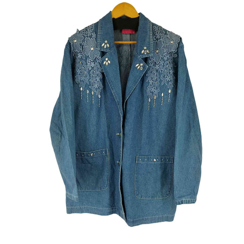 CAROLS DENIMS ビジューデザインデニムテーラードジャケット レディース