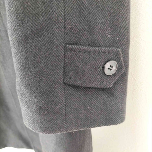 ヘリンボーン カシミヤ100 比翼ステンカラーコート メンズ LL