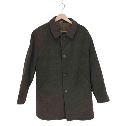 MADE IN ITALY チェック柄ステンカラーコート メンズ