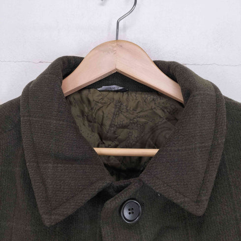 MADE IN ITALY チェック柄ステンカラーコート メンズ