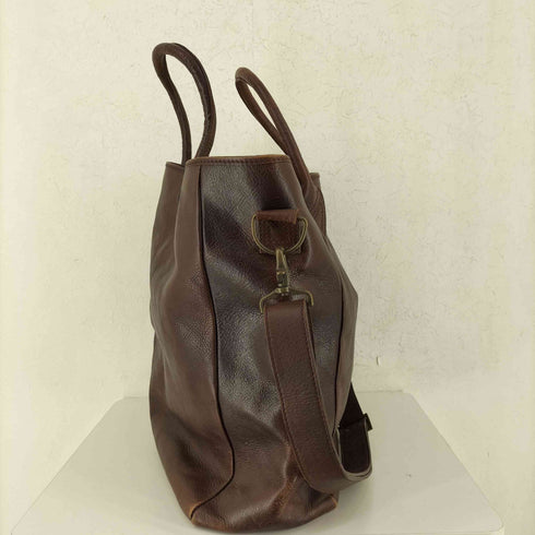 ビームス BEAMS ショルダーストラップ付 ブラウンレザートートバック メンズ