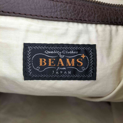 ビームス BEAMS ショルダーストラップ付 ブラウンレザートートバック メンズ