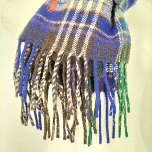 ポロラルフローレン POLO RALPH LAUREN カシミヤ混 ポニー刺繍チェック柄マフラー メンズ