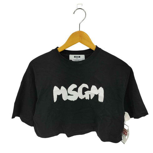 エムエスジーエム MSGM イタリア製 ブラッシュストロークロゴ クロップドTシャツ レディース import:XS