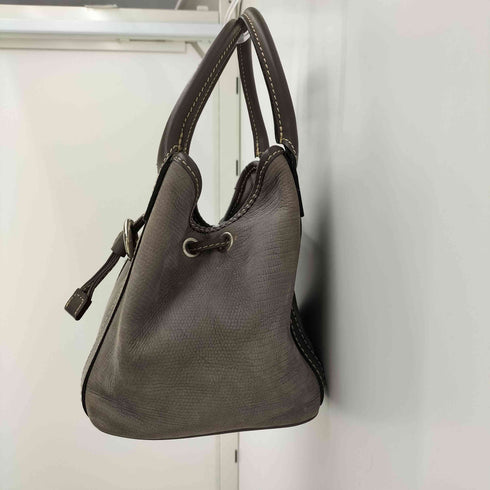 ランセル LANCEL レザー切替 ドローストリング 巾着 ハンド バッグ レディース