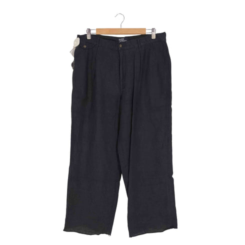 ポロラルフローレン POLO RALPH LAUREN 90s USA製 ブラック リネン100% コインポケット ツータック ワイドスラックス メンズ