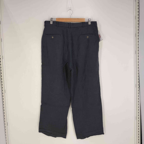 ポロラルフローレン POLO RALPH LAUREN 90s USA製 ブラック リネン100% コインポケット ツータック ワイドスラックス メンズ