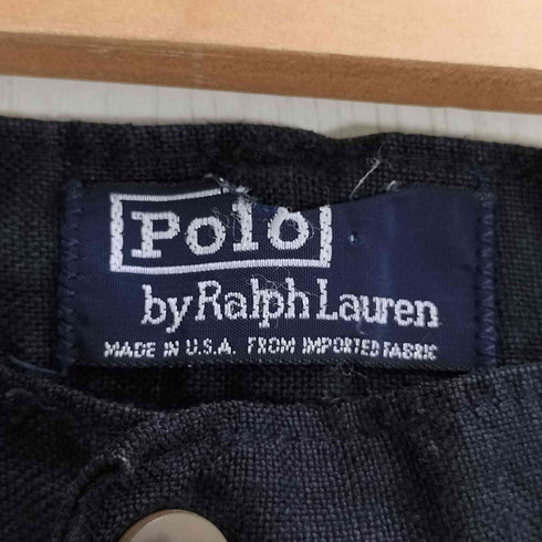 ポロラルフローレン POLO RALPH LAUREN 90s USA製 ブラック リネン100% コインポケット ツータック ワイドスラックス メンズ