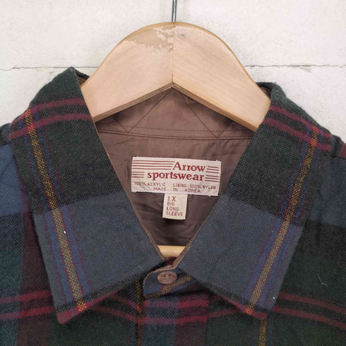 アロー ARROW SPORTSWEAR BIG LONG SLEEVE 襟芯 フラップポケットチェックシャツ メンズ 1X