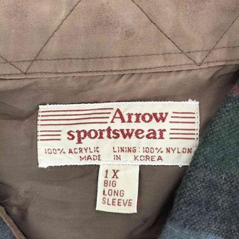 アロー ARROW SPORTSWEAR BIG LONG SLEEVE 襟芯 フラップポケットチェックシャツ メンズ 1X