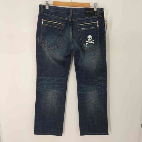 ラブレス LOVELESS スカルプリント ダメージデニムパンツ 側章 メンズ 85