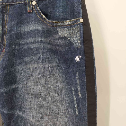 ラブレス LOVELESS スカルプリント ダメージデニムパンツ 側章 メンズ 85