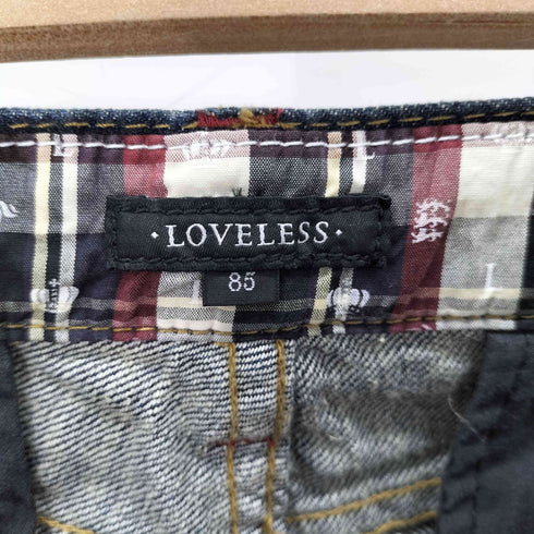 ラブレス LOVELESS スカルプリント ダメージデニムパンツ 側章 メンズ 85