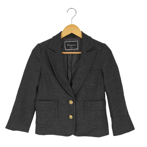 ダイアグラムグレースコンチネンタル Diagram GRACE CONTINENTAL ウール100% 金ボタン テーラードジャケット レディース JPN:36