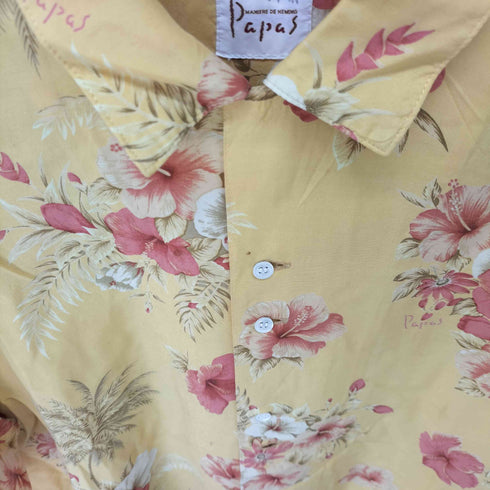 パパス papas 総柄 レーヨン アロハシャツ メンズ JPN:M
