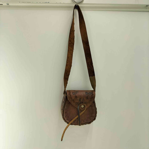 70S~ CARVING カーヴィング 花 葉 型押し エンボス レザー バック ヒッピー ヴィンテージ アンティーク メンズ