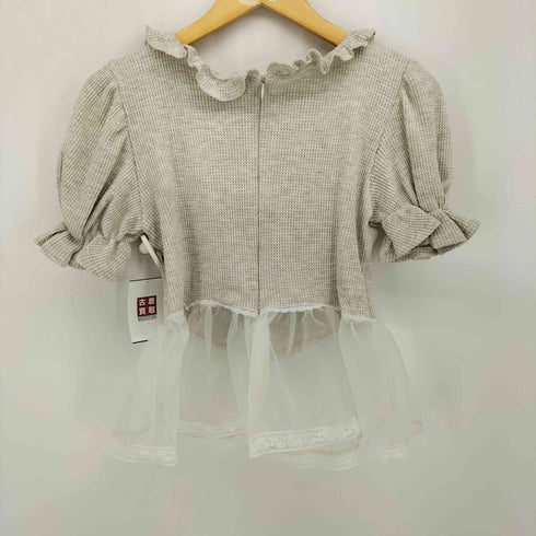 リルリリー lilLilly 25SS ワッフル リボン オーガンジー フリル トップス レディース FREE
