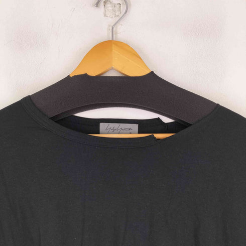 ヨウジヤマモトプールオム Yohji Yamamoto POUR HOMME WOOL MIX SINGLE JERSEY SLIT ROUND NECK T メンズ JPN:3