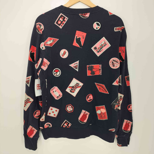 ピーエスポールスミス PS Paul Smith トラベルバッジ刺繍プリント総柄デザインスウェット メンズ import:M
