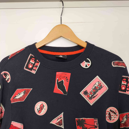 ピーエスポールスミス PS Paul Smith トラベルバッジ刺繍プリント総柄デザインスウェット メンズ import:M