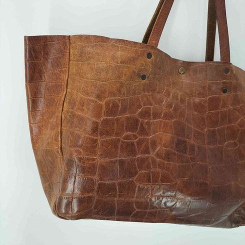 クロコダイル 型押しトートバッグ メンズ