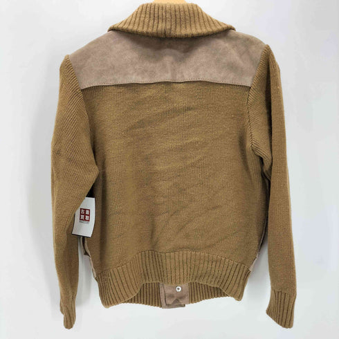 Repage 80-90S 異素材 切り替え スエード アクリル リブ編み ニット ショールカラー ブルゾン ジャケット メンズ import:S