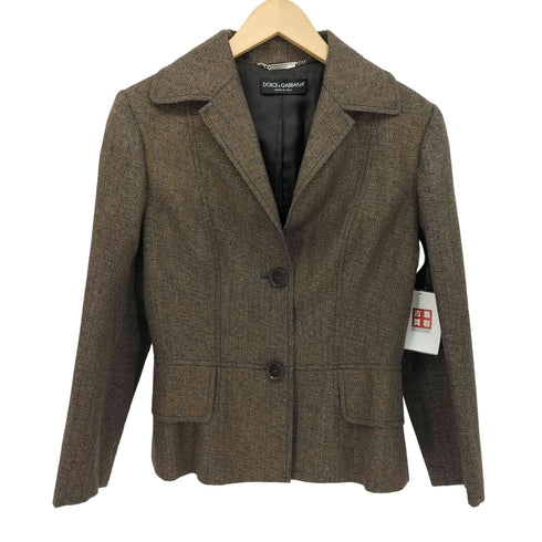 ドルチェアンドガッバーナ DOLCE&GABBANA イタリア製 2B ツイード テーラード ジャケット レディース 42