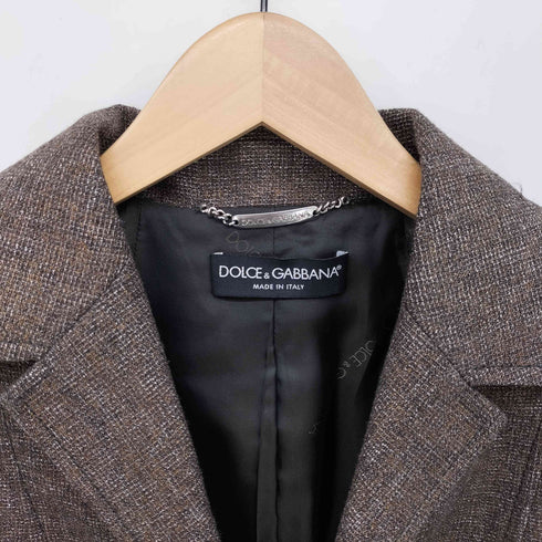 ドルチェアンドガッバーナ DOLCE&GABBANA イタリア製 2B ツイード テーラード ジャケット レディース 42