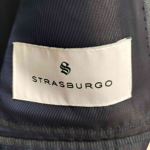 STRASBURGO ストラスブルゴ 綿麻生地 コットン リネン 背抜き ストライプ 3B テーラードジャケット 紺ブレ メンズ JPN:48