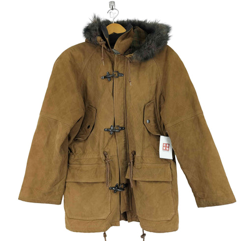 made in italy 牛革 着脱フード レザー ファイヤーマンジャケット メンズ