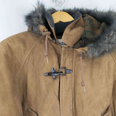 made in italy 牛革 着脱フード レザー ファイヤーマンジャケット メンズ