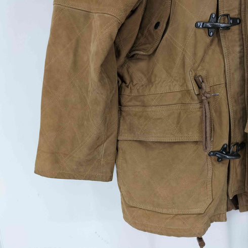 made in italy 牛革 着脱フード レザー ファイヤーマンジャケット メンズ