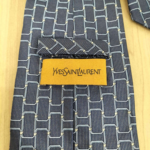 イヴサンローラン Yves Saint Laurent 総柄シルクネクタイ メンズ