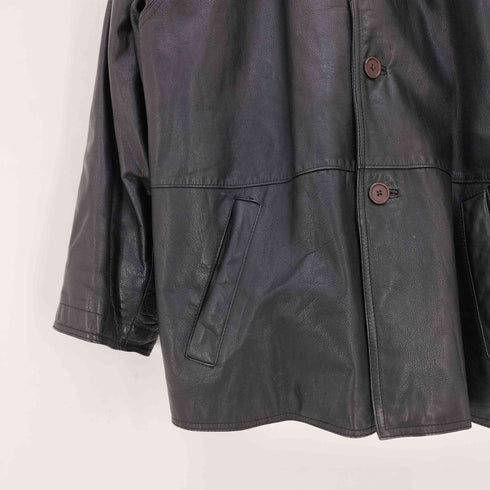 BELLESE DOLL 裏地キルティング カウレザー カーコート メンズ JPN:L