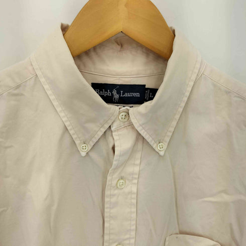 ラルフローレン RALPH LAUREN BIG SHIRT 裾ポニー フロントポケット ボタンダウン 長袖シャツ メンズ L