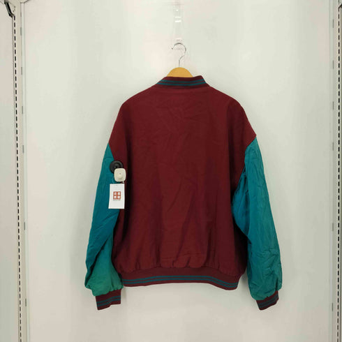 リーボック Reebok 90s 旧タグ ジップアップ サテンスリーブ メルトン バーシティジャケット メンズ