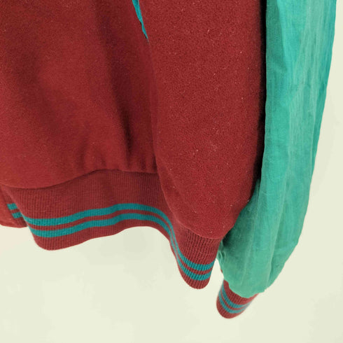 リーボック Reebok 90s 旧タグ ジップアップ サテンスリーブ メルトン バーシティジャケット メンズ