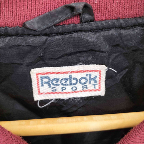 リーボック Reebok 90s 旧タグ ジップアップ サテンスリーブ メルトン バーシティジャケット メンズ
