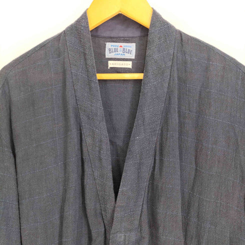 ブルーブルー BLUE BLUE ARIGATO PURE INDIGO 藍染 チェック柄 リネンライク ハンテンジャケット メンズ